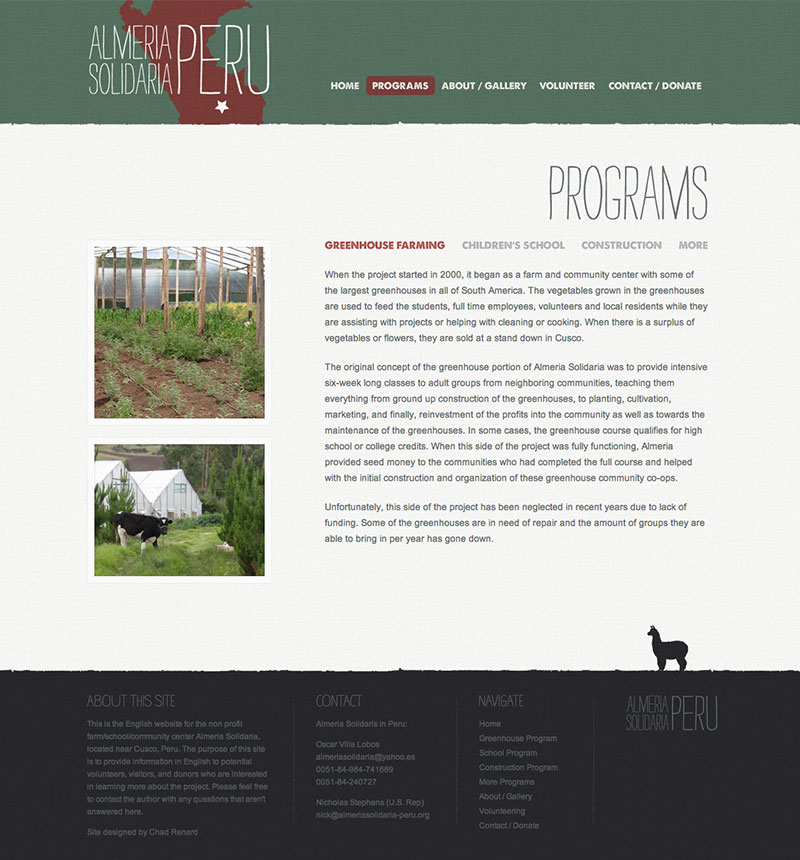 Almeria Solidaria Peru Programs Page