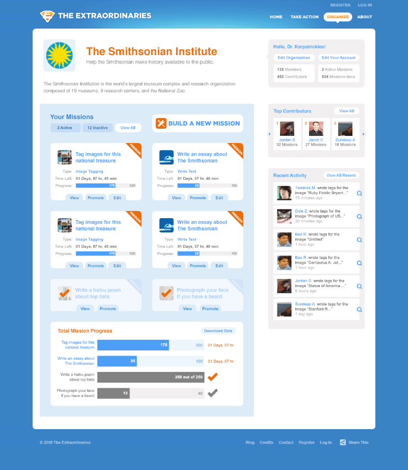 Extraordinaries Non Profit Dashboard