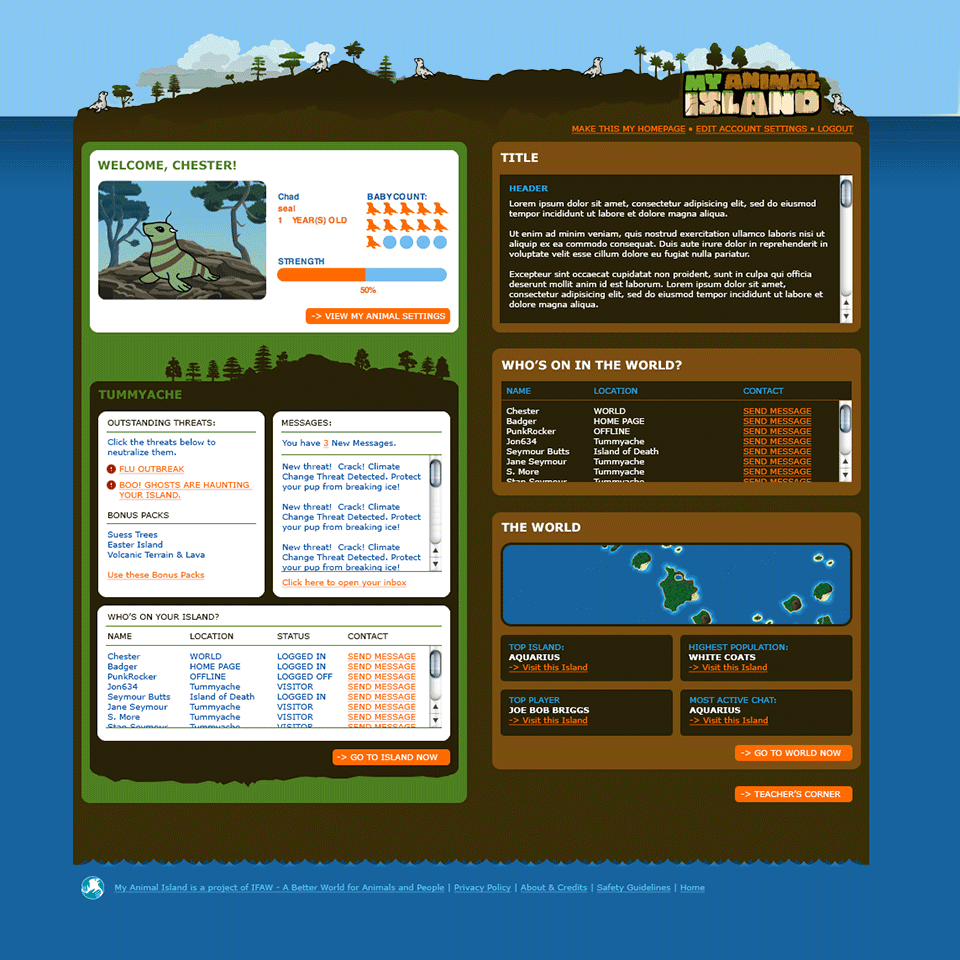 Home / User landing page