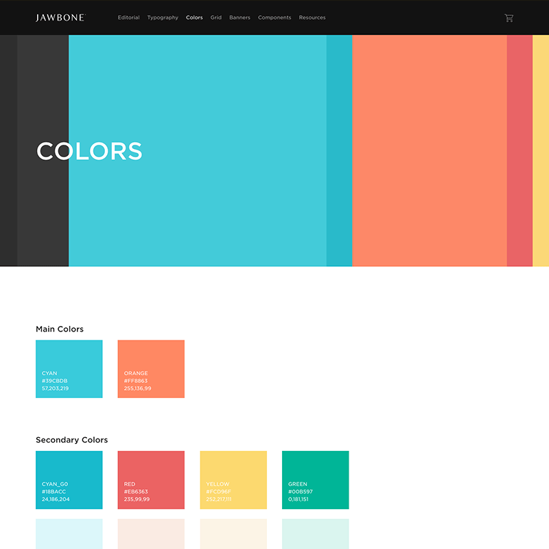 Jawbone design system: colors