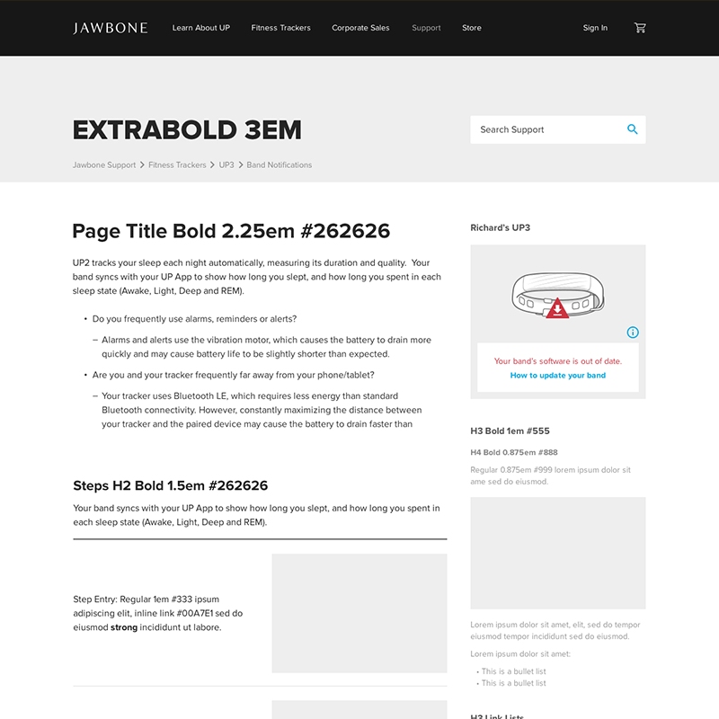 Jawbone support styleguide