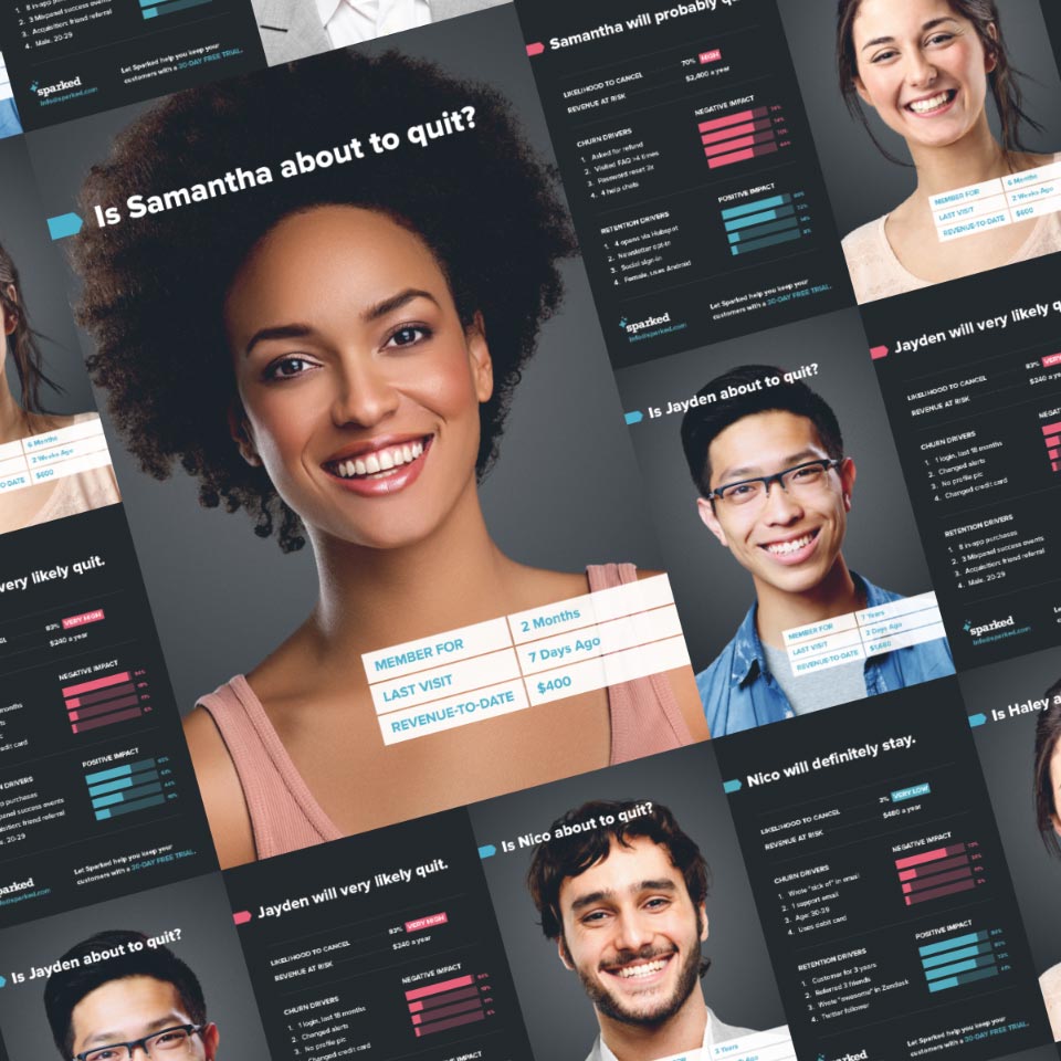 Sparked postcard designs for direct mail